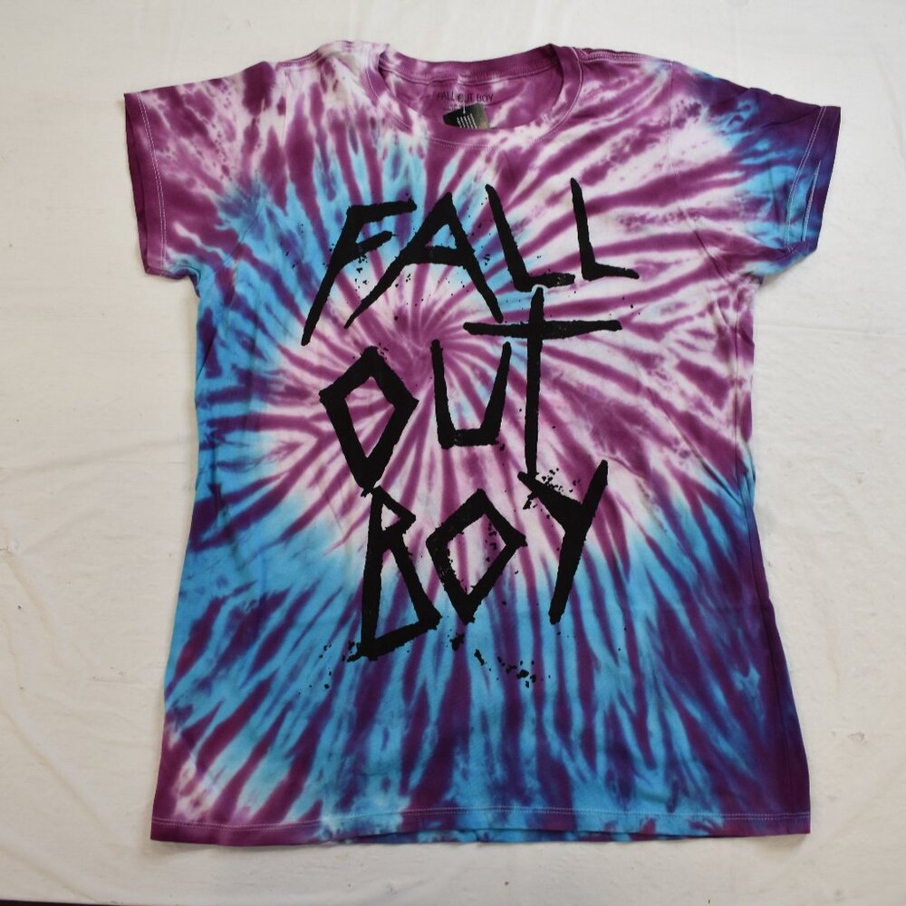 Fall Out Boy Juniors Purple & Blue Tie-Dye T-Shirt New